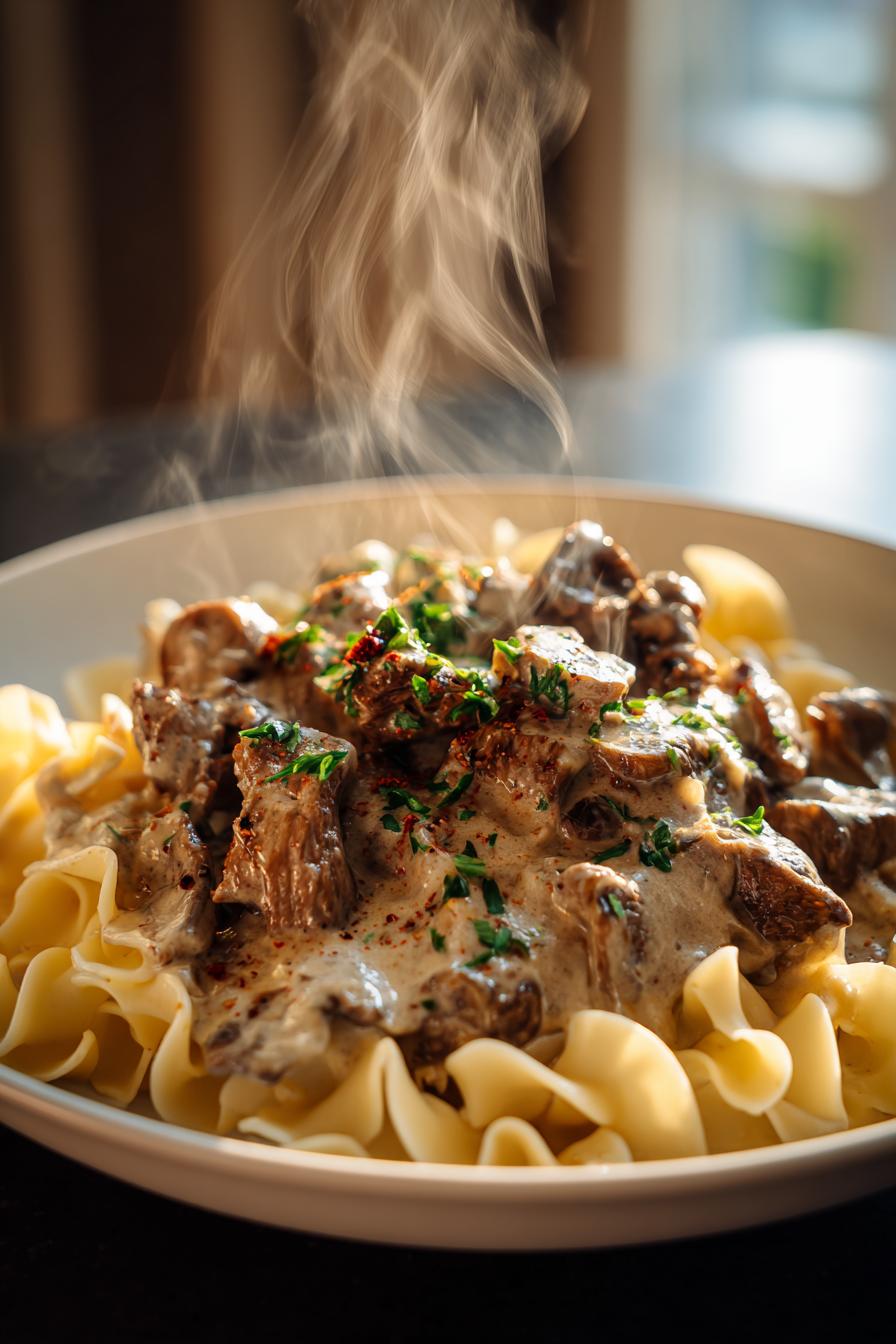crockpot beef stroganoff - detail 2